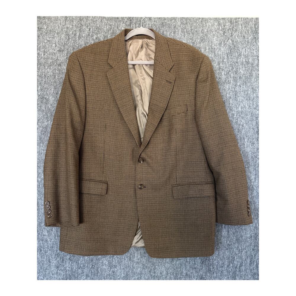 Vintage Chaps‎ Ralph Lauren 100% Wool Men's Houndstooth Blazer Jacket 46R